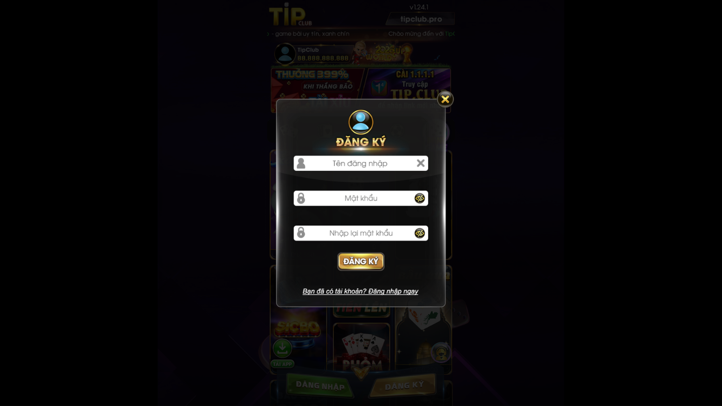 Hướng dẫn đăng ký tài khoản Tipclub
