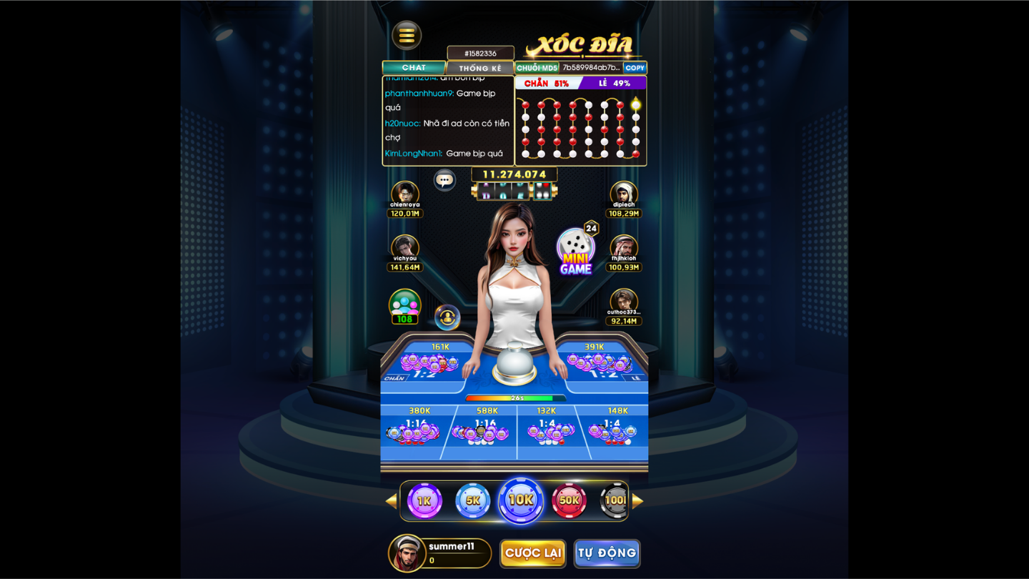 Xóc đĩa 3D Tipclub Dealer sống động